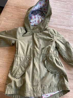 Baby GAP Olive Green Hooded jacket with Floral Lining